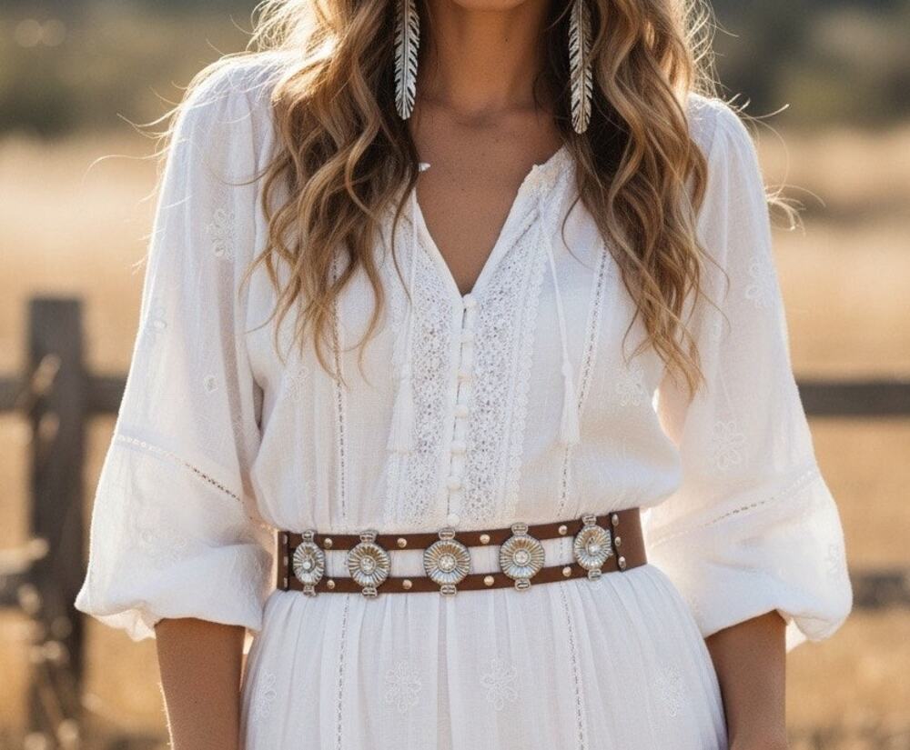 NWT Punto Fibbia Italian Leather Concho Belt
